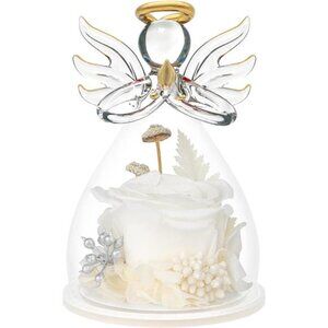 Preserved Flower Rose Gifts in Glass Angel Figurines,Valentines Day Gifts